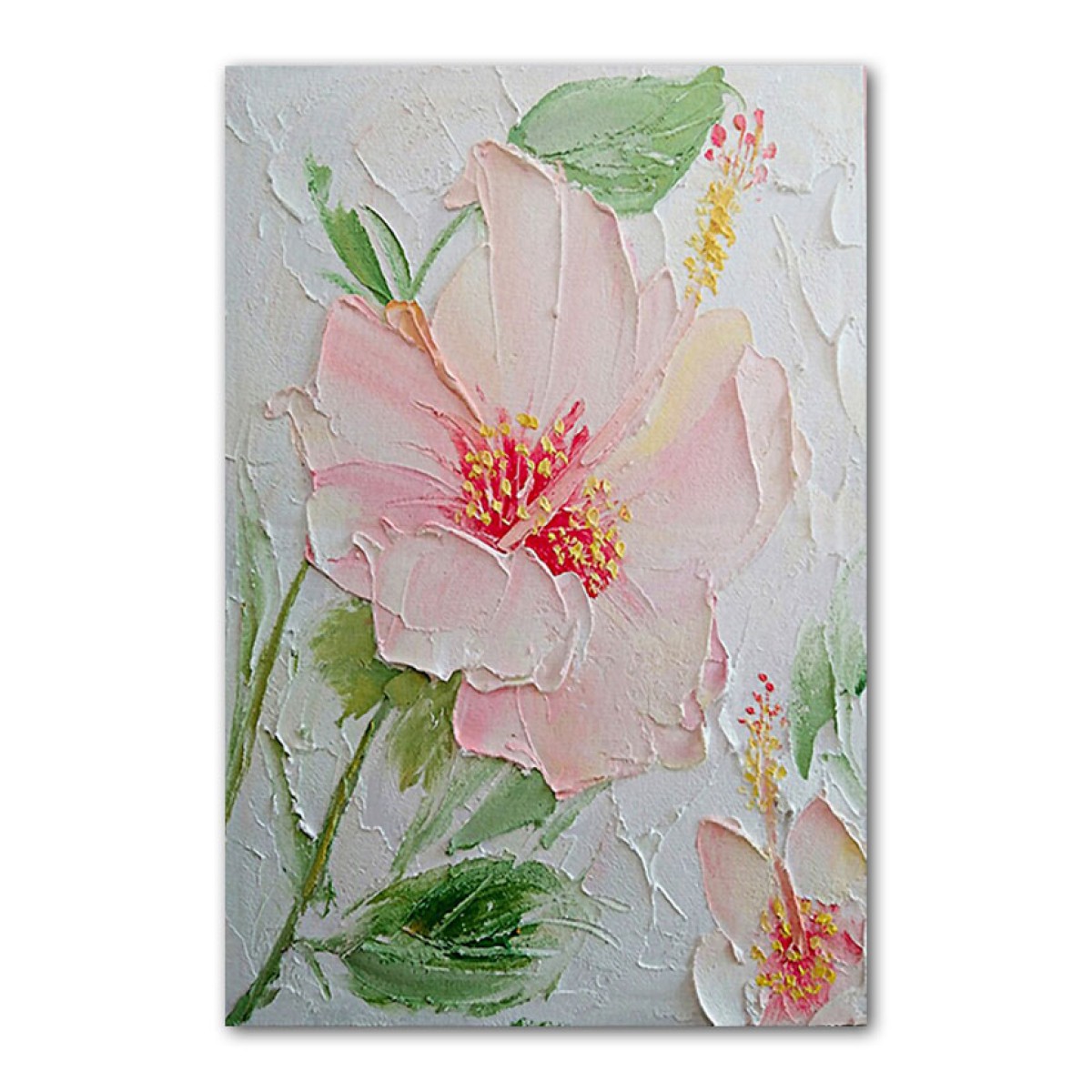 Baby Pink Flower 3d Heavy Textured Partial Oil Painting